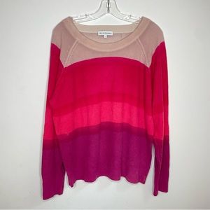 WHITE + WARREN ❤️❤️Cashmere Striped Pullover Sweater Pink Purple Large